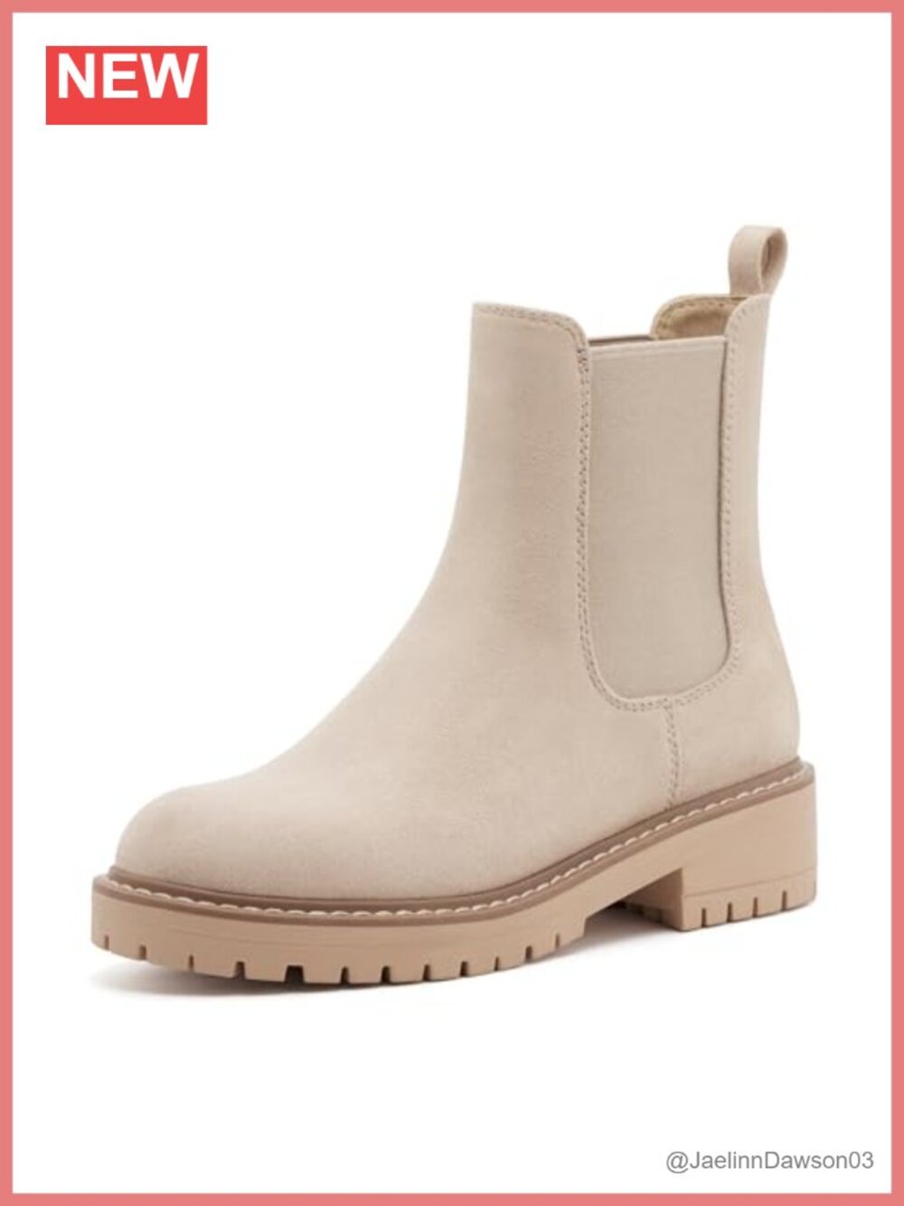 Chelsea Ankle Boots Faux Leather Slip On Chunky Lug Sole Booties